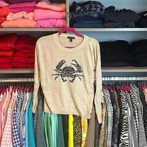 J Crew tan with navy crab sweater size XXS